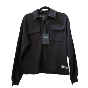 NWT BYLT Premium Basics Serene Shacket Womens Sz XS Long Sleeve Button Up Pocket